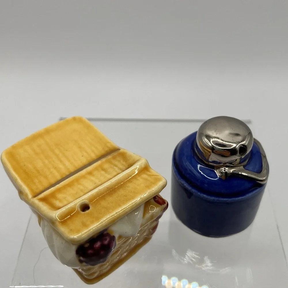 Arcadia Ceramics Picnic Basket Thermos Jug Salt Pepper Shaker Set